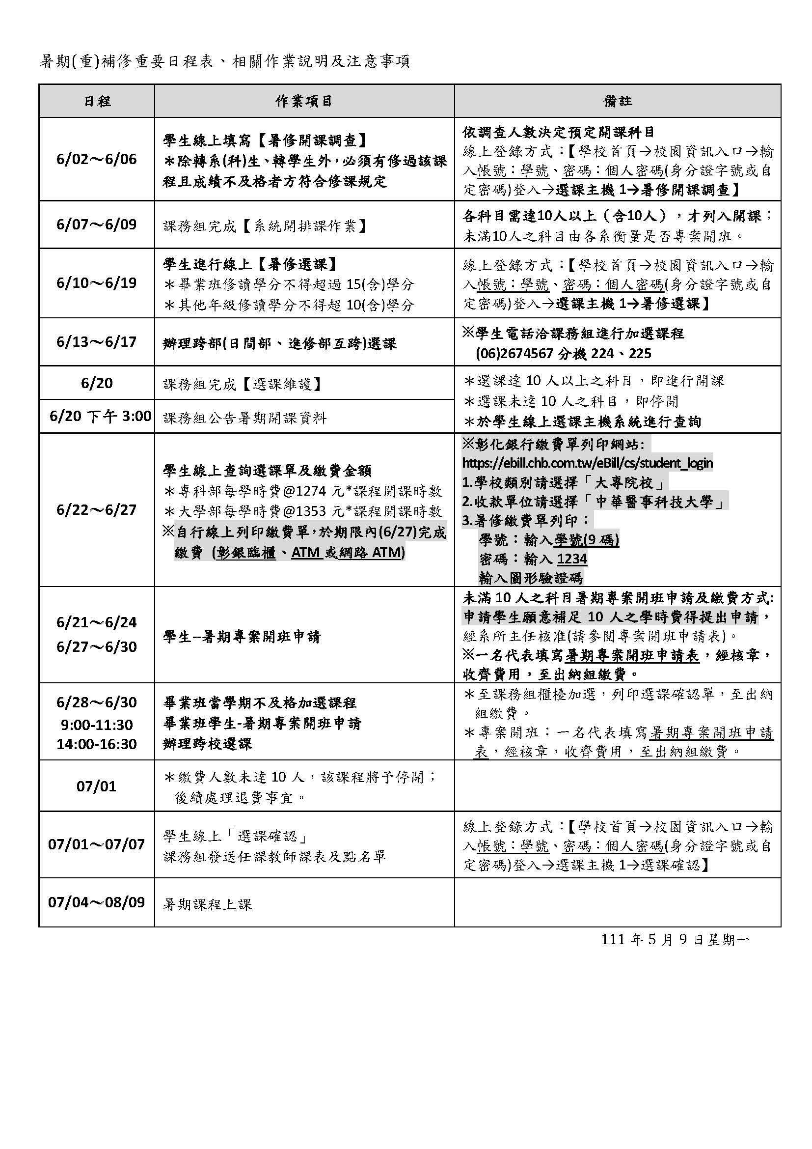 日程